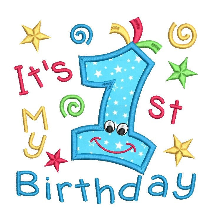 1st birthday applique machine embroidery design by rosiedayembroidery.com