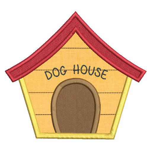 Dog house applique machine embroidery design by rosiedayembroidery.com