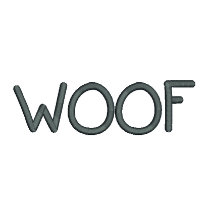Dog 'woof' machine embroidery design by rosiedayembroidery.com