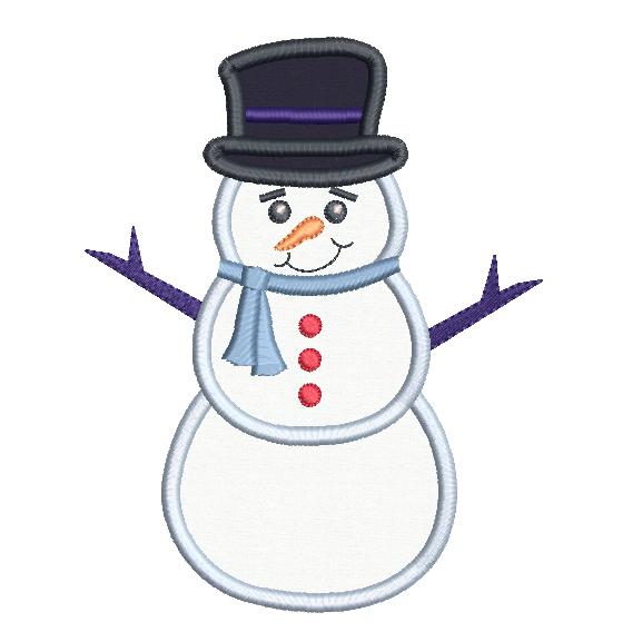 Snowman applique machine embroidery design by rosiedayembroidery.com