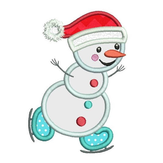 Christmas snowman applique machine embroidery design by rosiedayembroidery.com