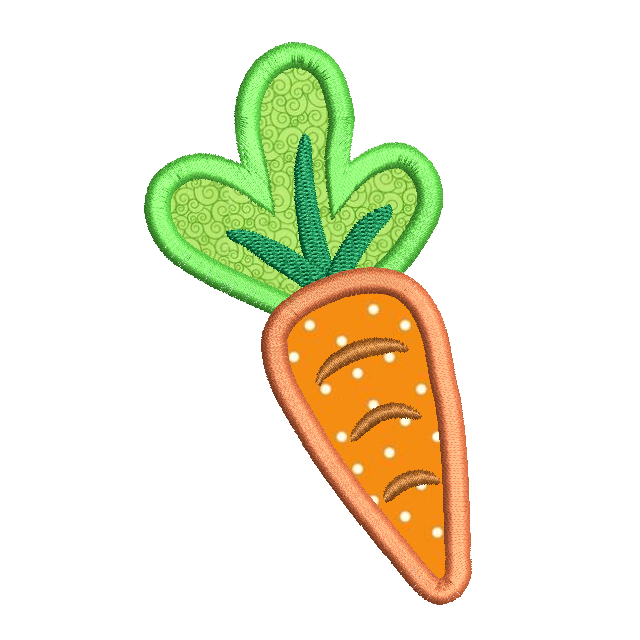 Carrot applique machine embroidery design by rosiedayembroidery.com