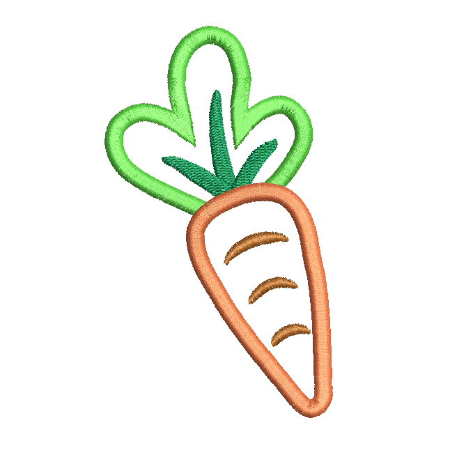 Carrot applique machine embroidery design by rosiedayembroidery.com
