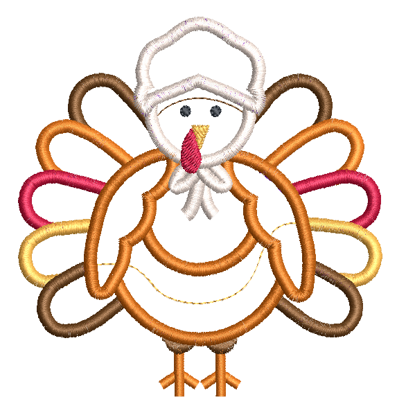 Thanksgiving turkey applique machine embroidery design by rosiedayembroidery.com