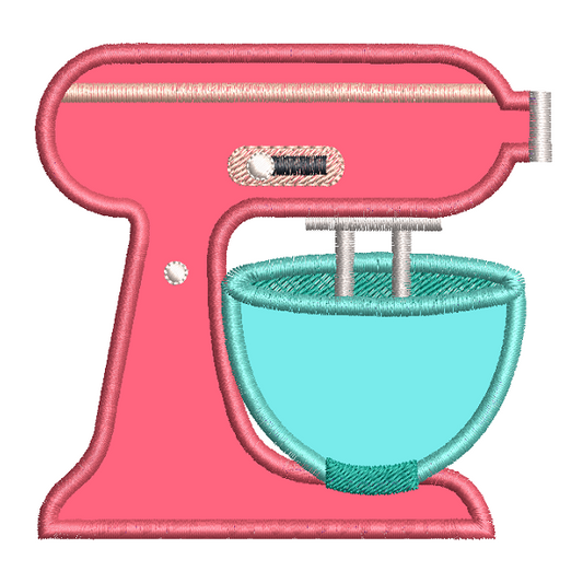 Kitchen mixer applique machine embroidery design by rosiedayembroidery.com