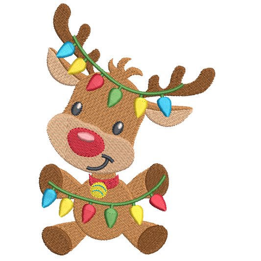 Christmas reindeer machine embroidery design by rosiedayembroidery.com