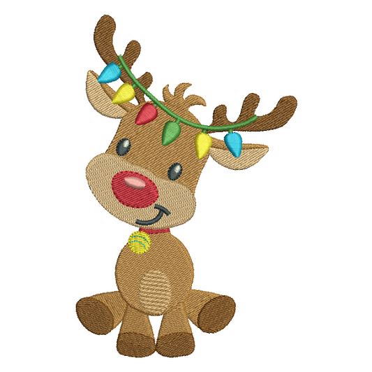 Christmas reindeer machine embroidery design by rosiedayembroidery.com