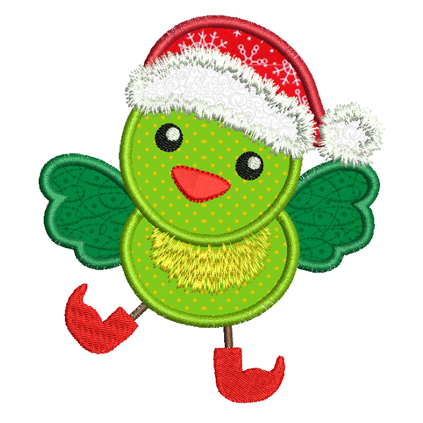 Christmas bird applique machine embroidery design by rosiedayembroidery.com