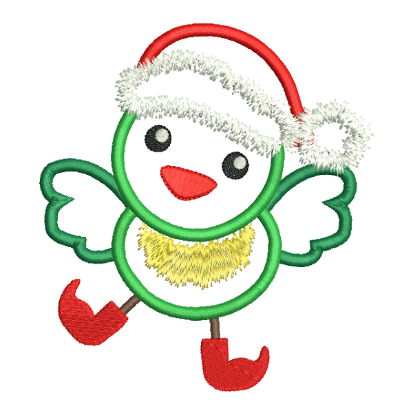 Christmas bird applique machine embroidery design by rosiedayembroidery.com
