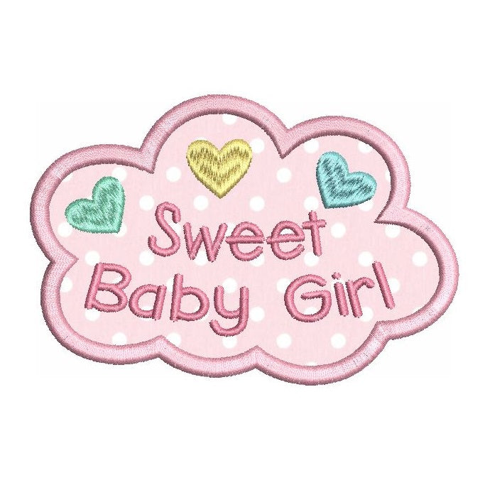 Sweet baby girl applique machine embroidery design by rosiedayembroidery.com