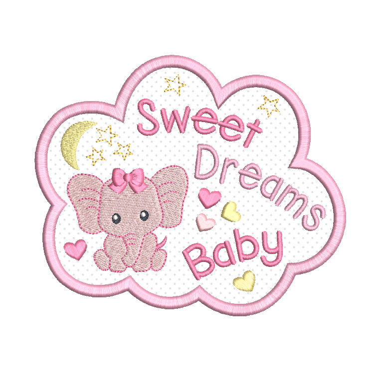 Sweet Dreams Baby applique machine embroidery design by rosiedayembroidery.com