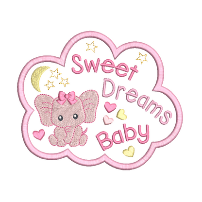 Sweet Dreams Baby applique machine embroidery design by rosiedayembroidery.com