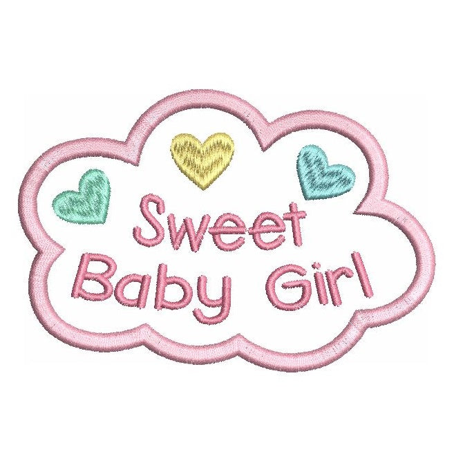 Sweet baby girl applique machine embroidery design by rosiedayembroidery.com