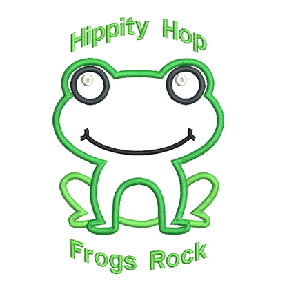 Frog applique machine embroidery design by rosiedayembroidery.com