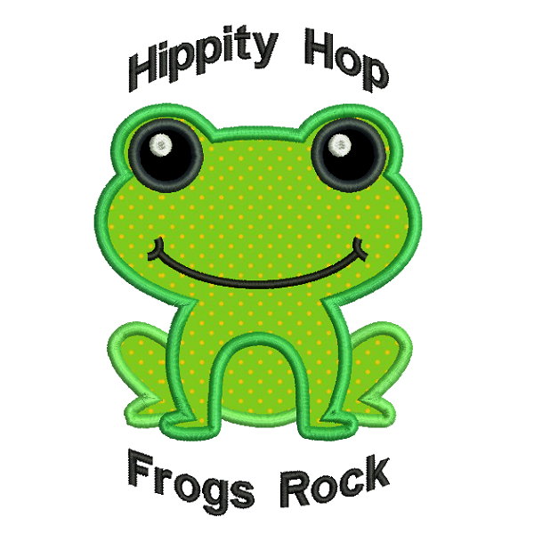 Frog applique machine embroidery design by rosiedayembroidery.com