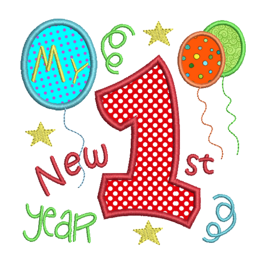 My 1st New Year applique embroidery design by rosiedayembroidery.com