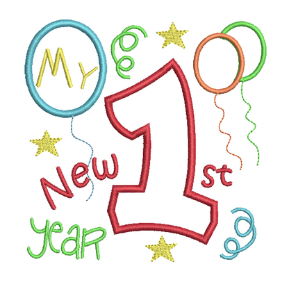 My 1st New Year applique embroidery design by rosiedayembroidery.com