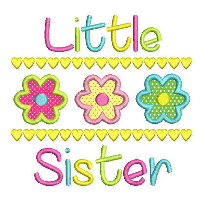 Little Sister applique embroidery design by rosiedayembroidery.com