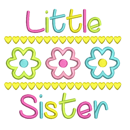 Little Sister applique embroidery design by rosiedayembroidery.com