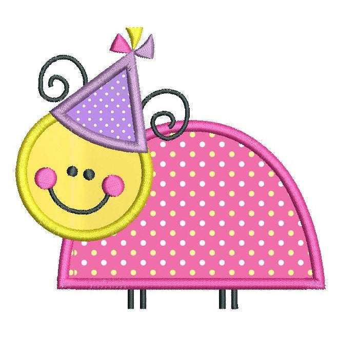 Party bug applique machine embroidery design by rosiedayembroidery.com