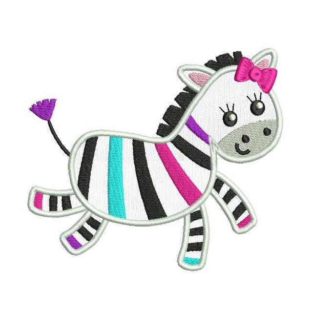 Cute Zebra applique machine embroidery design by rosiedayembroidery.com