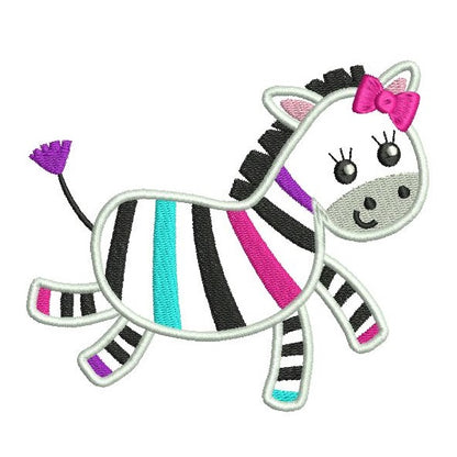 Cute Zebra applique machine embroidery design by rosiedayembroidery.com
