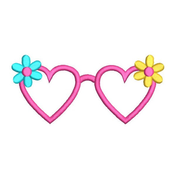Girl's sunglasses applique machine embroidery design by rosiedayembroidery.com