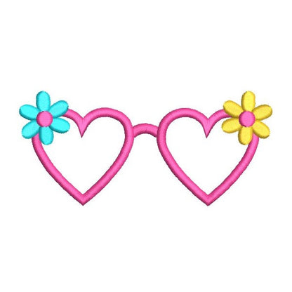 Girl's sunglasses applique machine embroidery design by rosiedayembroidery.com
