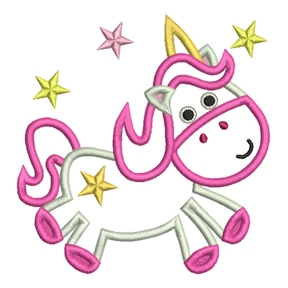 Unicorn applique machine embroidery design by rosiedayembroidery.com