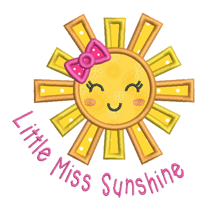 Little Miss Sunshine applique embroidery design by rosiedayembroidery.com