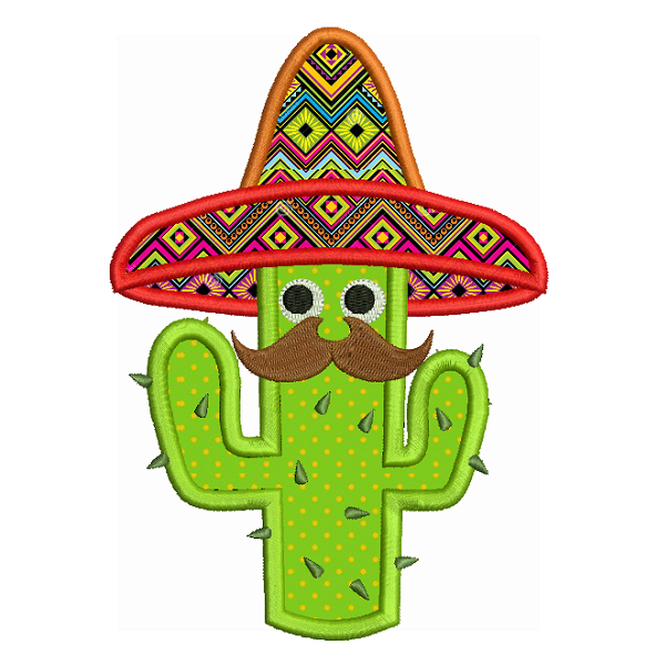 Cinco de Mayo cactus applique machine embroidery design by rosiedayembroidery.com