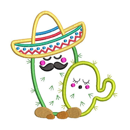 Cactus applique machine embroidery design by rosiedayembroidery.com