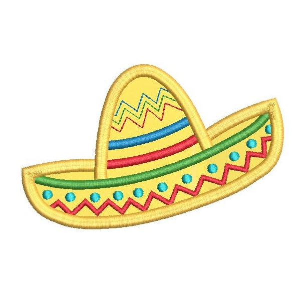 Mexican sombrero applique machine embroidery design by rosiedayembroidery.com