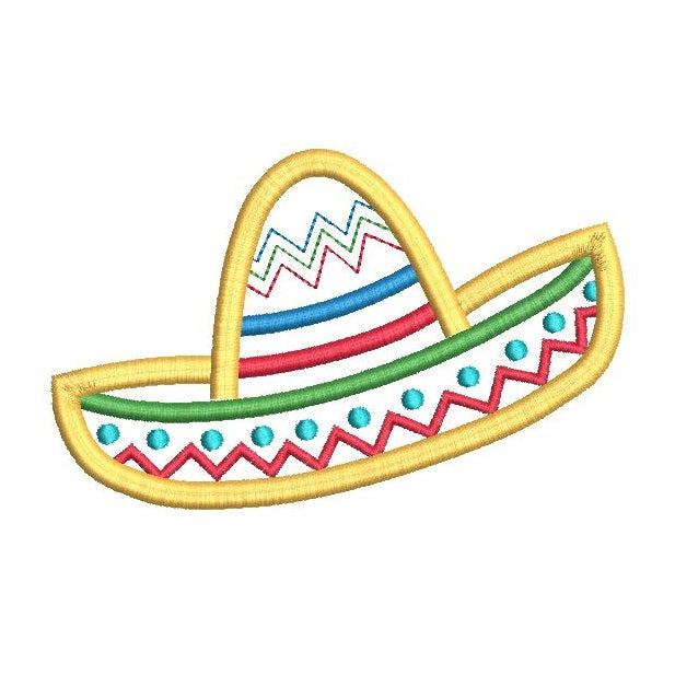 Mexican sombrero applique machine embroidery design by rosiedayembroidery.com