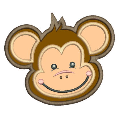 Monkey face applique machine embroidery design by rosiedayembroidery.com