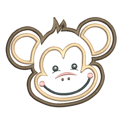 Monkey face applique machine embroidery design by rosiedayembroidery.com