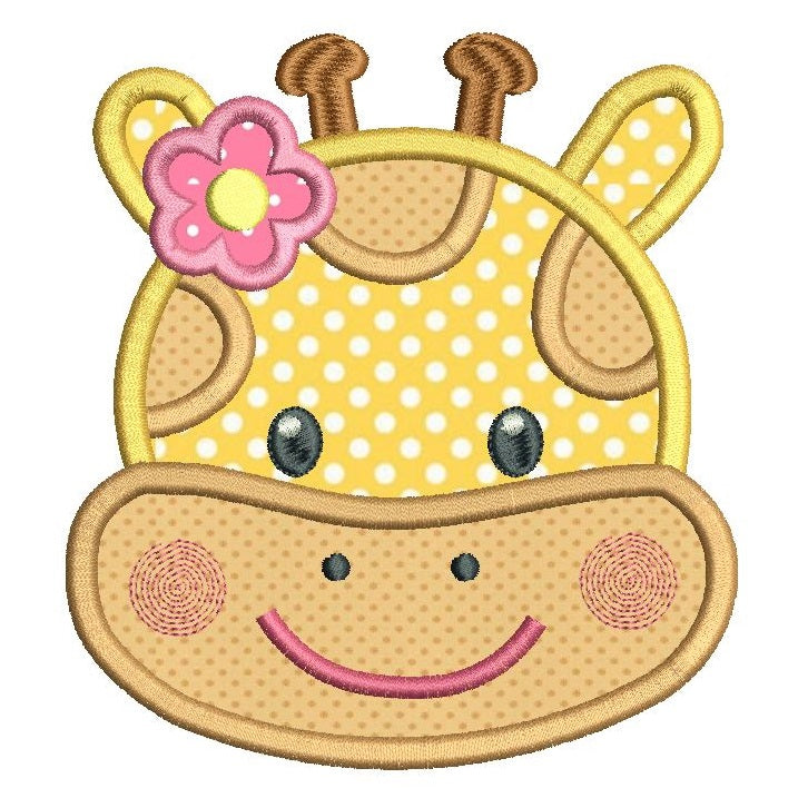 Baby girl giraffe face applique machine embroidery design by rosiedayembroidery.com
