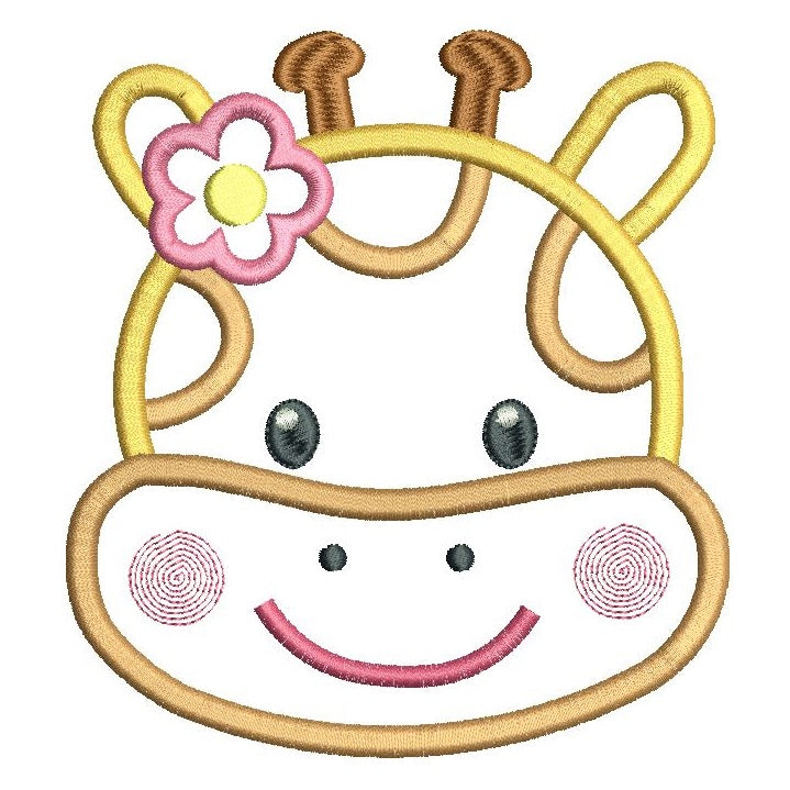 Baby girl giraffe face applique machine embroidery design by rosiedayembroidery.com