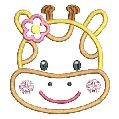 Baby girl giraffe face applique machine embroidery design by rosiedayembroidery.com