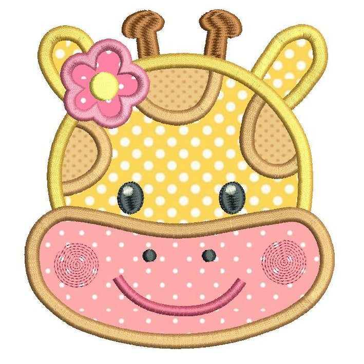 Baby girl giraffe face applique machine embroidery design by rosiedayembroidery.com