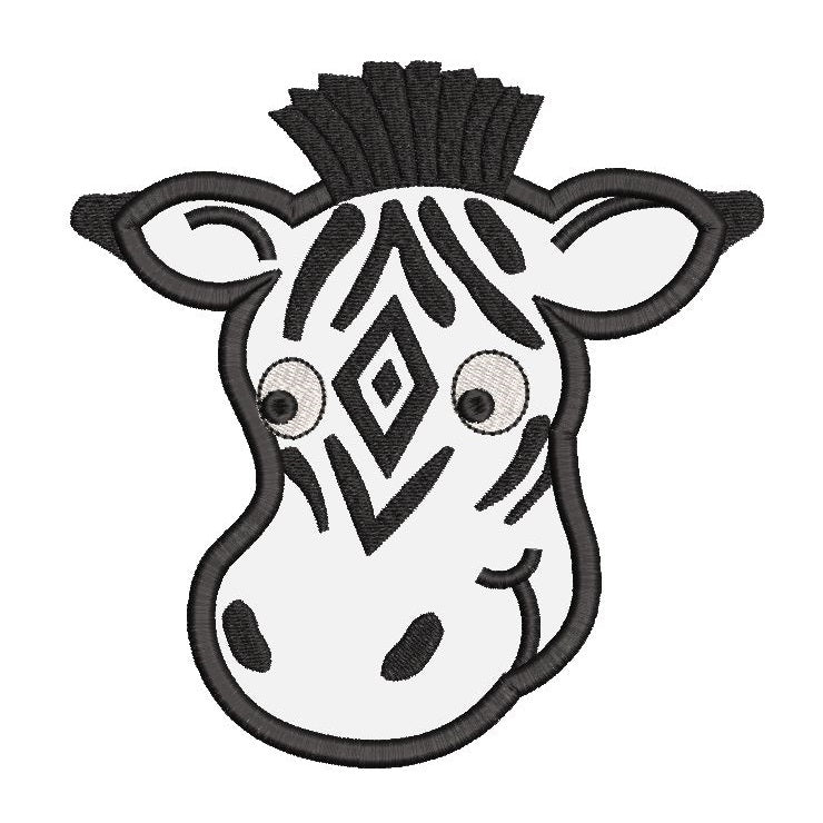 Zebra applique machine embroidery design by rosiedayembroidery.com