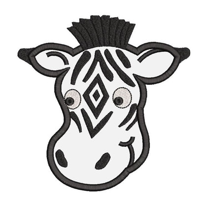 Zebra applique machine embroidery design by rosiedayembroidery.com