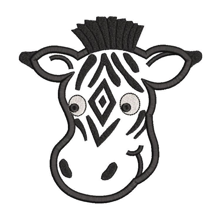 Zebra applique machine embroidery design by rosiedayembroidery.com