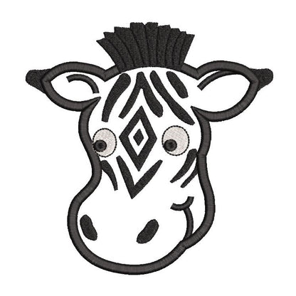 Zebra applique machine embroidery design by rosiedayembroidery.com