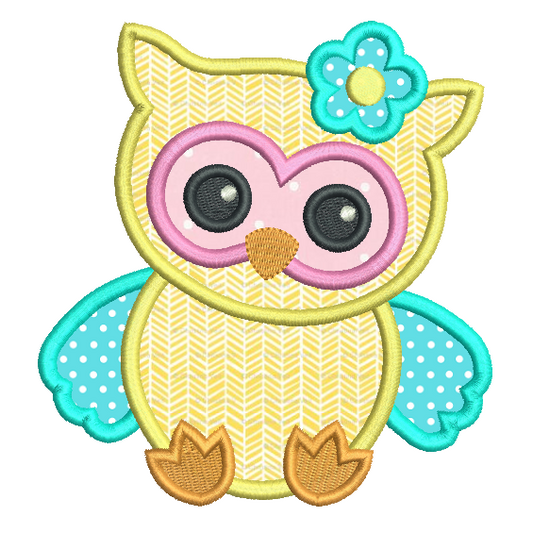 Baby owl applique machine embroidery design by rosiedayembroidery.com