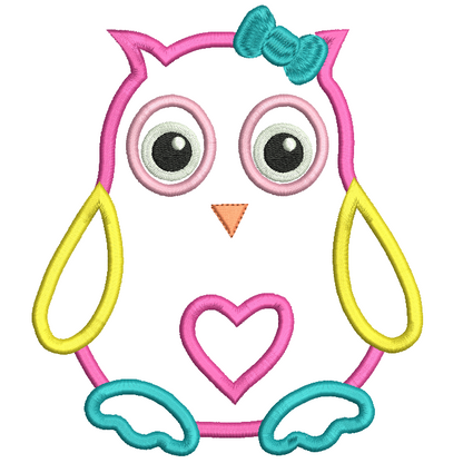 Baby owl applique machine embroidery design by rosiedayembroidery.com