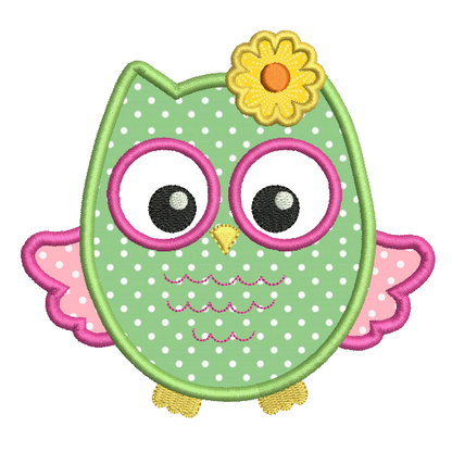 Baby owl applique machine embroidery design by rosiedayembroidery.com