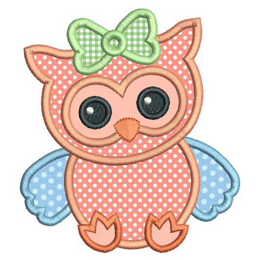 Baby owl applique machine embroidery design by rosiedayembroidery.com