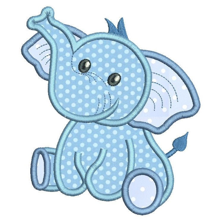 Baby elephant applique machine embroidery design by rosiedayembroidery.com