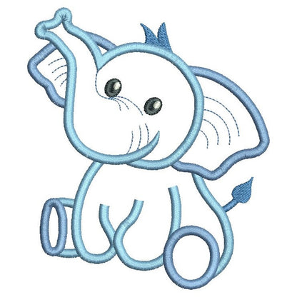 Baby elephant applique machine embroidery design by rosiedayembroidery.com